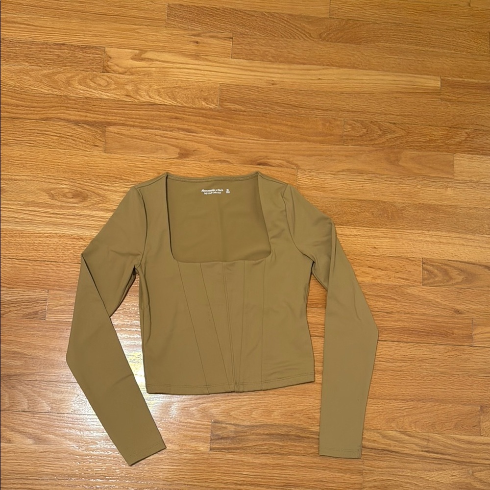 Square Neck Long Sleeve Top - Tan
